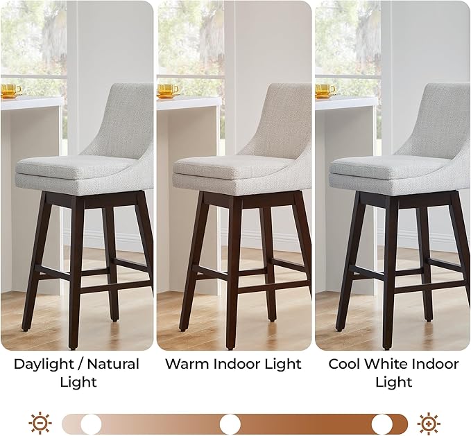CHITA Counter Height Swivel Barstool, FSC Certified Upholstered Bar Stool, 26.8" H Seat Height, Fabric in Ivory