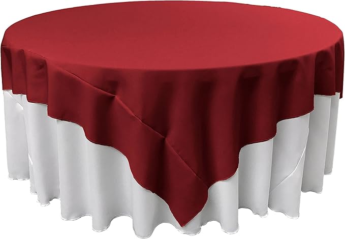 LA Linen Polyester Poplin Washable Square Tablecloth, Stain and Wrinkle Resistant Table Cover 72x72, Fabric Table Cloth for Dinning, Kitchen, Party, Holiday 72 by 72-Inch, Cranberry
