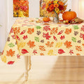 Smiry Fall Rectangle Table Cloth, Waterproof Vinyl Tablecloth with Flannel Backing, Wipeable Autumn Leaves Plastic Tablecloths for Harvest and Thanksgiving Parties, (60"x84", Rust & Yellow)