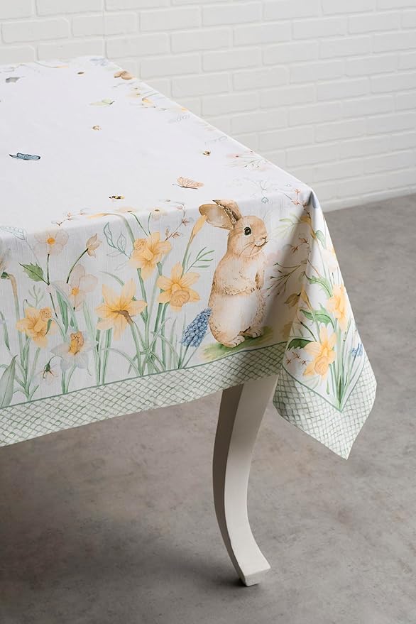 Maison d' Hermine Table Cloth Rectangle Table 100% Cotton 54 x 72 Inches Tablecloth Reusable Decorative for Dining Room Farmhouse Home Valentines Day Decorations Spring Summer - Easter Dew