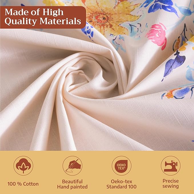 Maison d' Hermine Table Cloth Rectangle Table 100% Cotton 54 x 72 Inches Tablecloth Reusable Decorative for Dining Room Farmhouse Home Valentines Day Decorations Spring Summer - Girassol