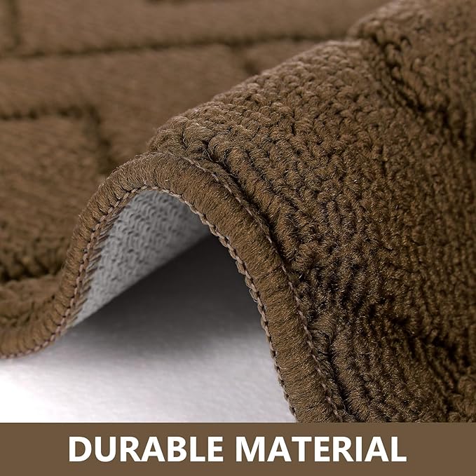 hicorfe Kitchen Rugs and Mats Sets,2 Pieces Polypropylene Non-Slip Super Absorbent Rug,Soft Comfort Floor Mat,Machine Wash for Kitchen,Hallway,Office,Sink,Laundry(20" x 32"+20" x 59",Dark Brown