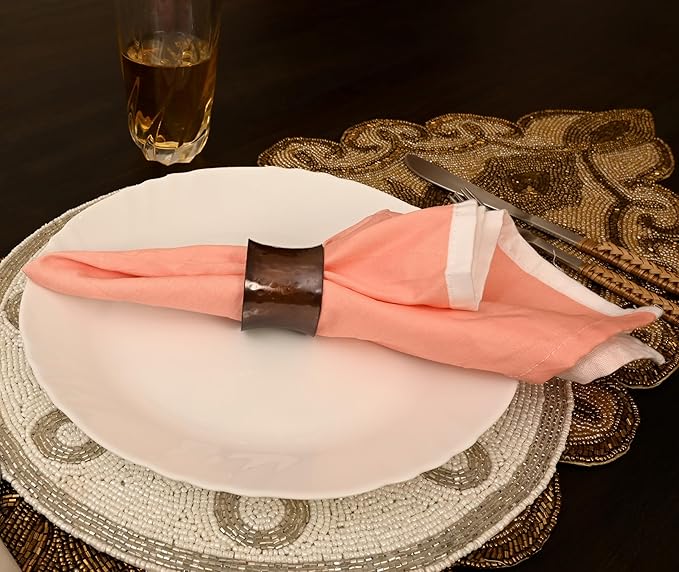 Bronze Napkin Rings, Napkin Ring Set of 12, Napkin Holders for Dining Table Settings Thanksgiving Metal Serviette Ring Rustic Table Décor for Weddings, Parties, and Everyday Use - CLEENTABLE