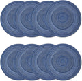 PIGCHCY Round Placemats Set of 8 Round Table Placemats Braided Cotton Place Mats 15 inch for Kitchen Dining Table Holiday Party (Blue)