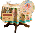 Maison d' Hermine Table Cloth Round Table 100% Cotton 63 Round Inches Tablecloth Reusable Decorative for Dining Room Farmhouse Home Valentines Day Decorations Spring Summer - Luxury Loft - Peach