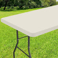 Smiry Rectangle Tablecloth, Elastic Fitted Flannel Backed Vinyl Tablecloths for 5ft Folding Tables, Waterproof Wipeable Table Covers for Indoor, Outdoor, Picnic and Camping (Beige, 30"x60")