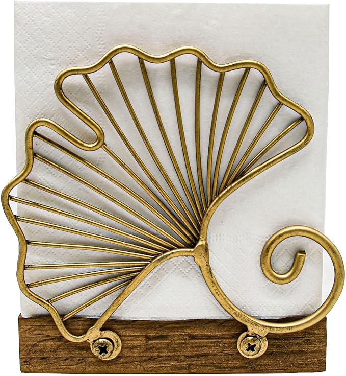 Leaves Vertical Napkin Holder, Contemporary Disposable Paper Hand Tower Storage Tray Caddy, Metal Paper Storage for Kitchen, Stylish Towel Dispenser, Mail Letter Sorter Rack, Document File Organizer