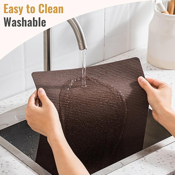 Jovono Faux Leather Placemats Set of 4, Waterproof Washable Table Mats, Easy-Clean Heat Resistant Kitchen Vinyl Place Mat for Dining Table, Restaurant, Indoor, 17.8"x11.8", Coffee