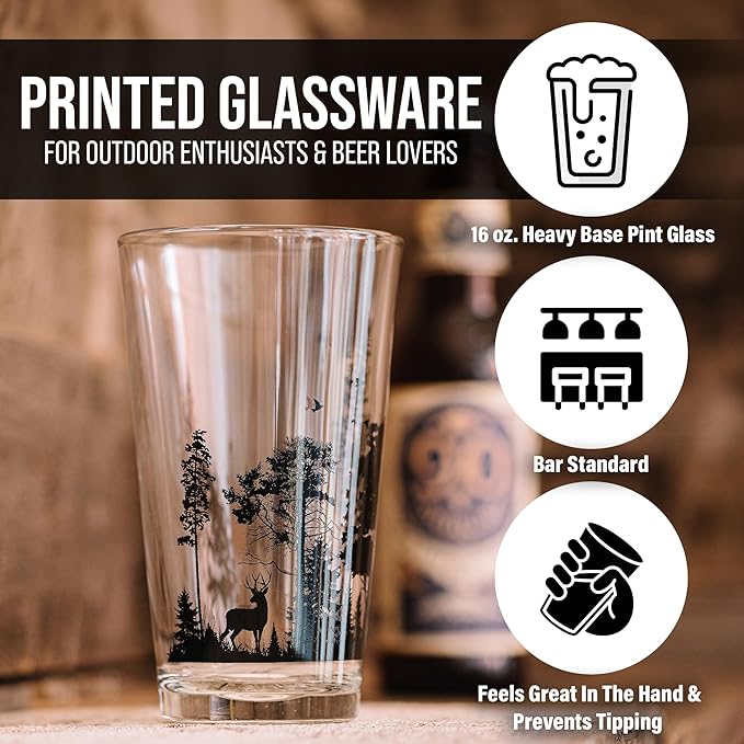 Black Lantern Pint Glass Set of 2 - Premium Ski and Skiing Themed Beer Glass and Everyday Drinking Glasses - 16 Ounce Pint Glass - Craft Beer Enthusiasts - Après-Ski and Cabin Decor (Ski Lift White)