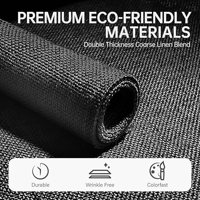 Blue Forest Placemats Set of 8, Dual-Layered Thickened Faux Linen Table Mats Heat Resistant Machine Washable Wrinkle Free Place Mats for Kitchen Dining Outdoor/Indoor (Black)