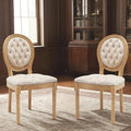 SoarFlash French Dining Chairs Set of 2, Vantage Dining Chair with Round Back, Wood Leg Farmhouse Country Velvet Dining Chair for Kitchen,Bedroom,Beige