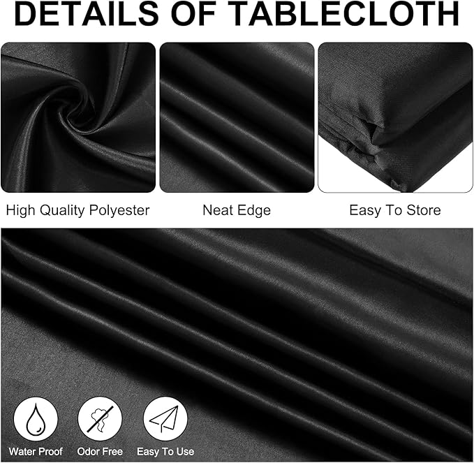 Moukeren 18 Pack Rectangle Tablecloths 58 x 102 Inch Table Cloth Reusable Washable Polyester Table Clothes Bulk for 6 ft Tables for Wedding, Party, Restaurant (Black)