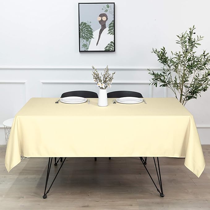 sancua Rectangle Tablecloth - 70 x 120 Inch - Stain and Wrinkle Resistant Washable Polyester Table Cloth, Decorative Fabric Table Cover for Dining Tables, Buffet Parties and Camping, Beige