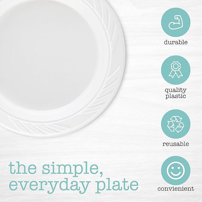 100 Count Disposable 6 Inch White Plastic Dessert Plates