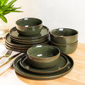 AmorArc Stoneware Dinnerware Sets for 4,Round Reactive Glaze Ceramic Plates and Bowls Set,Highly Scrath Resistant | Dishwasher & Microwave Safe Dishes Set,Service for 4 (12pc)
