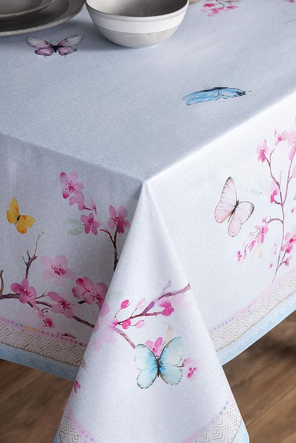 Maison d' Hermine Table Cloth Rectangle Table 100% Cotton 60 x 120 Inches Tablecloth Reusable Decorative for Dining Room Farmhouse Home Valentines Day Decorations Spring Summer - Blossoms in Spring