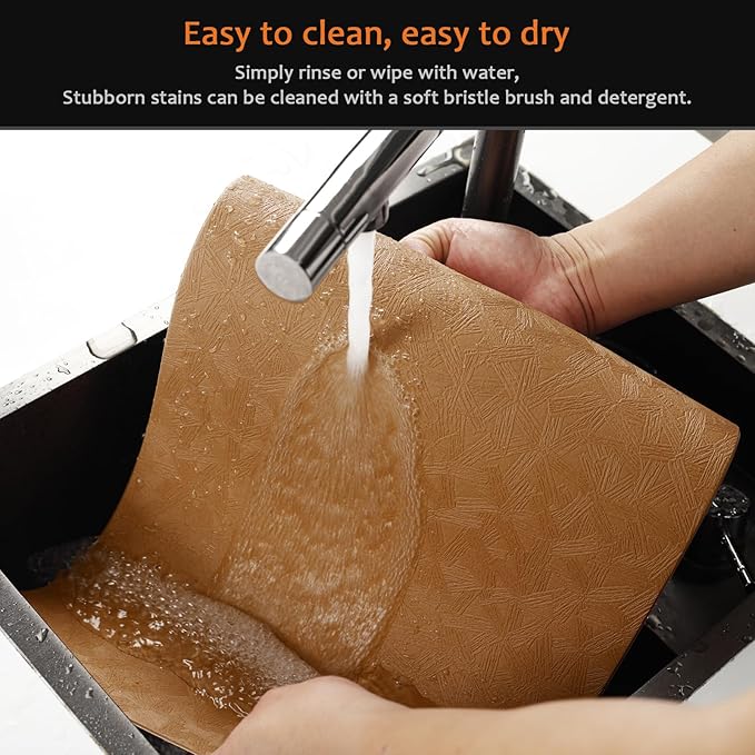 Vinyl Placemats Set of 8 Faux Leather 100% Waterproof Wipeable Washable Place Mats Heat Resistant Easy Clean Non-Slip Table Mats for Indoor Outdoor. (8, Brown)