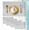 Placemats Set of 4 Vinyl Washable Grey Placemats, 18"x12" Wipeable Heat-Resistant Non-Slip Easy Clean Table Mats Ideal for Dining Table Table Runner and Outdoor (4, Grey Stripe)