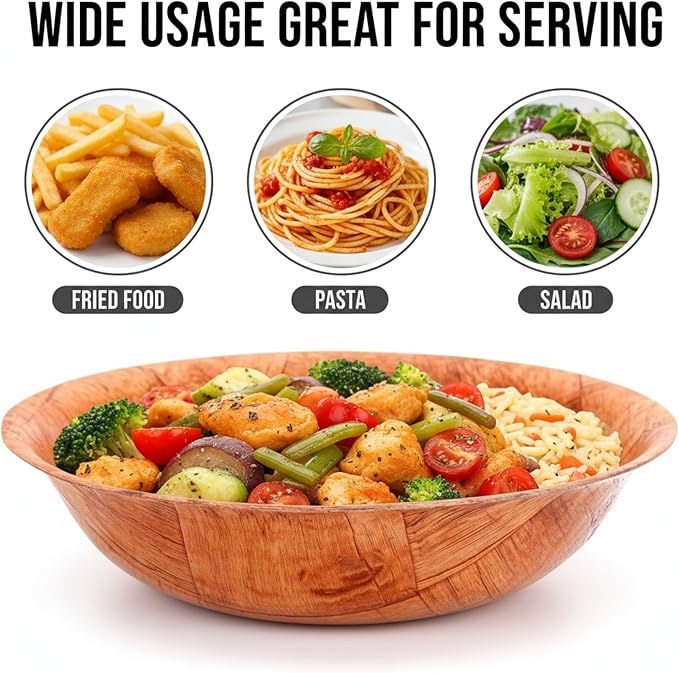 6-inch Wooden Serving Bowl, Set Of 6 | Round | Stackable | EZ To Wash | Great For Salads, Fruits, Snacks, And More [6PK]