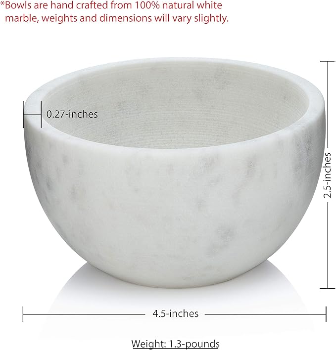 Beau Brummell The Original Marble Shaving Soap Bowl Handmade from 100% Natural Marble with Interior Grooves for Maximum Lather | Heat Retaining Stone Provides a Luxurious Hot Shave Experience
