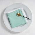 Fingercraft Dinner Cloth Napkin Cotton Linen Blend 12 Pack Mitered Corners with Elegant Lace for Everyday Use Napkins are Pre Shrunk and Good Absorbency (Aqua, 12in x 12in)
