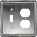 Henne Bery Rope Edge Decorative Wall Plate Switch Plate Outlet Cover (Toggle/Duplex, Heirloom Silver)