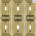 Metal Wall Plate for Electrical Outlets, Decorative Antique Brass Switch Plates Outlet Cover, Light Switch Cover Plate, 1-Gang Wall Plates (Single Toggle, 6 Pack)