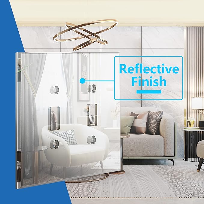 LIDER Reflective Acrylic Toggle Switch Wall Plate, Mirrored Double Light Switch Cover, Plexiglass Cover Plate, Acrylic Glass, Oversized 2-Gang 5.25" x 5.25", LWP-12O-ASV, Silver