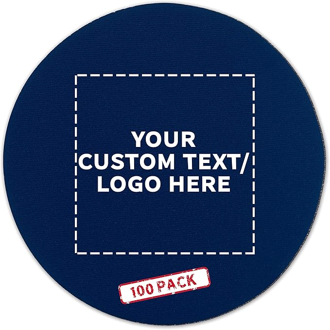 100 Round Foam Bud Coasters Pack, 4 inch - Customizable Text, Logo - PU Foam, Party Favor - Navy Blue