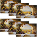 Wine Placemats Set of 6, French Country Grape Place Mats, Grapes Waterproof Washable Table Mats for Home Party Indoor Kitchen Dining Table Decoration 12x18 Inch