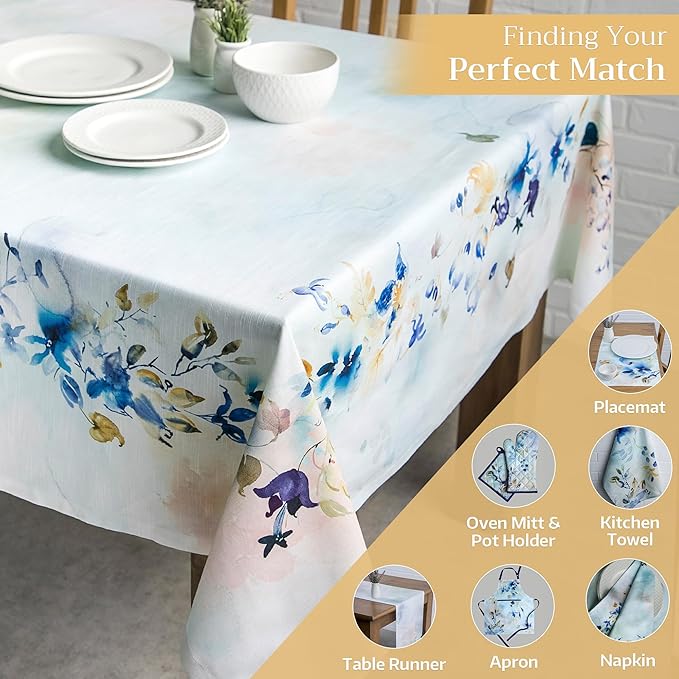 Maison d' Hermine Table Cloth Rectangle Table 100% Cotton 70 x 120 Inches Tablecloth Reusable Decorative for Dining Room Farmhouse Home Valentines Day Decorations Spring Summer - Lazy Summer Days