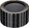 DaYammi 60PCS Black and Gold Plastic Plates, Heavy Duty Black and Gold Disposable Plates Premium 10inch Dinner Plate Hard Plastic Plate Disposable for Party and Wedding