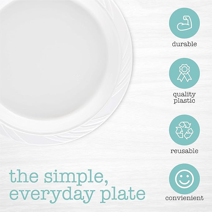 400 Count Disposable 9 Inch White Plastic Dinner Plates large