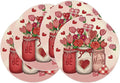 XCHI Roses Flowers Love Hearts Vase Valentine’s Day Round Placemats Set of 4 Table Mats for Party Home Kitchen Dining Table Decorations 14x14 Inch