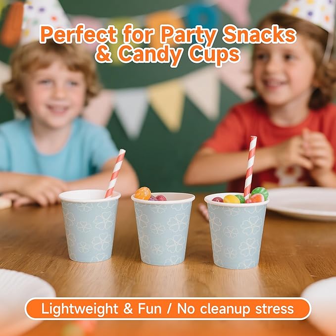 100 Pack 3 oz Bathroom Cups, Disposable Paper Cups with Rolled Rim, Small Paper Mouthwash Cup for Guest Bathrooms, Vanity & Office Use, Mist blue