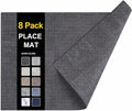 homing Faux Leather Heat Resistant Placemats 8 Packs, Waterproof Wipeable Dining PU Place Mats for Indoor & Outdoor, Easy to Clean, Charcoal
