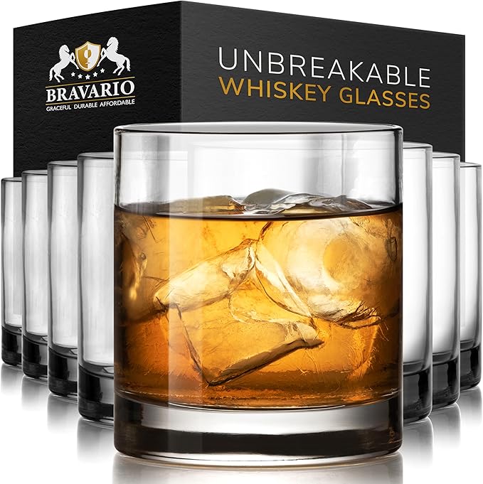 Unbreakable Tritan Plastic Whiskey Glasses | Shatterproof Double Rocks | Dishwasher-Safe | BPA-free | Perfect for Cocktail Bourbon | 12.5 oz, Set of 8