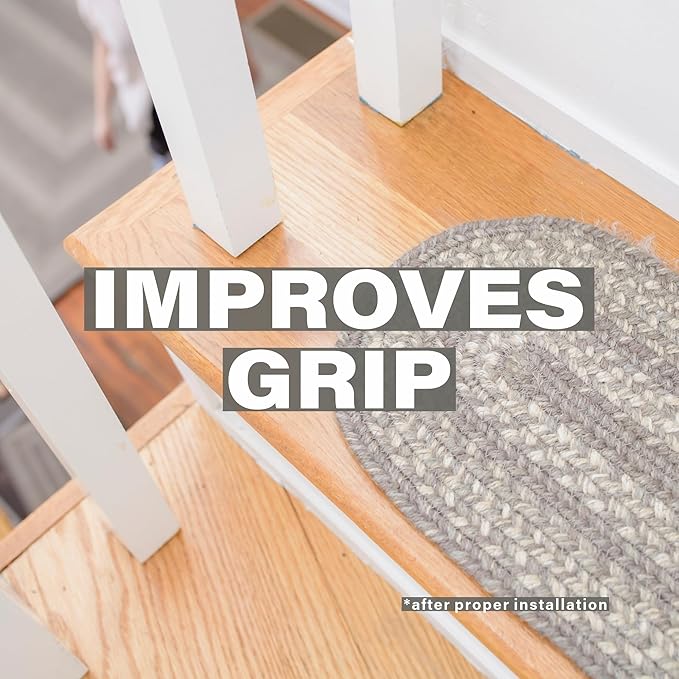 Homespice Grey Cloud Jute Braided Stair Treads for Wooden Steps, Warm Farmhouse Decor, Set of 13, Grey 8x28 Rectangle Rug for Stairs - Easy to Clean, Tightly Stitched and Durable