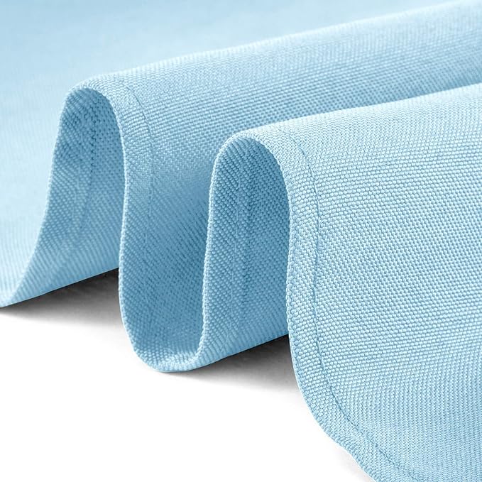Lann's Linens - 120" Round Premium Tablecloth for Wedding/Banquet/Restaurant - Polyester Fabric Table Cloth - Baby Blue