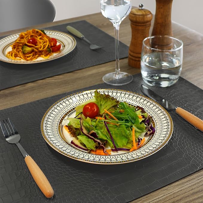 Set of 8 Faux Leather Placemats, PU Table Mats, Waterproof, Stain Resistant, Heat Resistant, Easy to Clean for Kitchen Dining Table,Conference Table