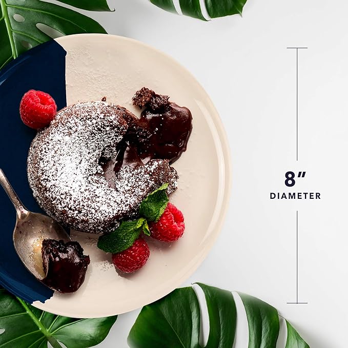 Thomas Fuchs Creative Melamine Side Plates Set of 4, Chip and Break-Resistant, Durable Salad Plates, Kid-Friendly Dessert Plates for Indoor and Outdoor, Dishwasher Safe, Ivory/Navy