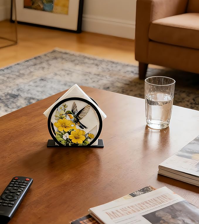 Hummingbird Napkin Holder for Table - Free-Standing Paper Napkin Dispenser for Cafe, Bar, Restaurant Table Decor | Colorful Metal Napkin Stand|Rustic Home Decor Presents|Kitchen and Dining Accessory