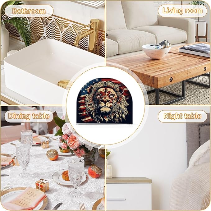 Napkin Holder Lion National Flag Crystal Clear Acrylic Napkin Holders Paper Napkin Holder Dining Table Dispenser for Kitchen Restaurant Home Decor Bar Accessories