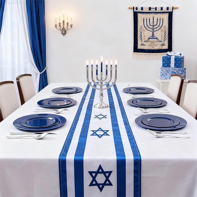FLOWERCAT 200PCS Navy Blue Plastic Plates Disposable Plates for Party - Heavy Duty Plastic Plates - 10" &7" Plate for 100 Guests Hanukkah Parties and New Year Events