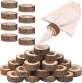 Tessco for you Set of 48 Handmade Wood Napkin Rings, Round Bark Napkin Ring Holders for Dining, Wedding, Birthday, Party, Table Decor, Home and Kitchen Decoration