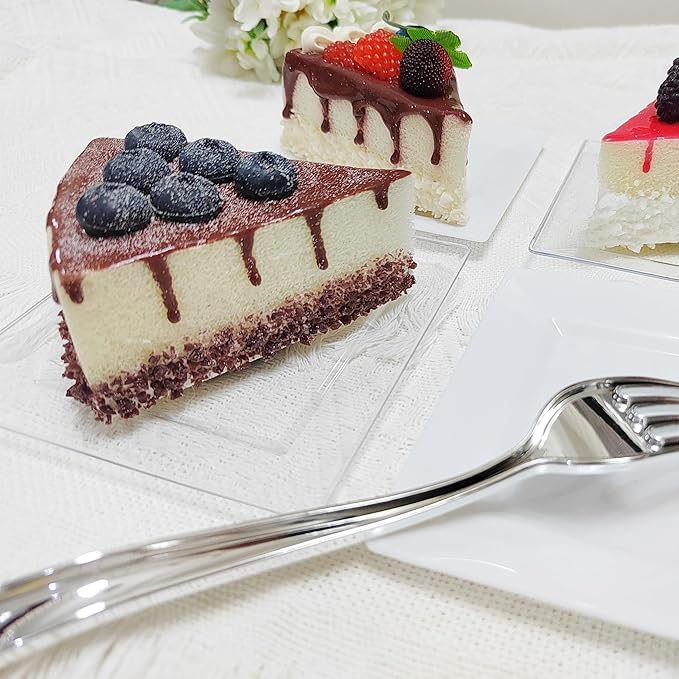 50PCS Square Plastic Plates-4.5 inch Disposable Dessert Plates- Premium Hard Square Small Appetizer Plates for Party/Birthday/Wedding & All Occasions (Clear)