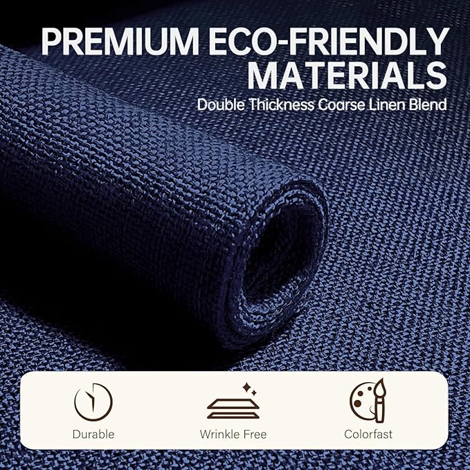 Blue Forest Placemats Set of 8, Dual-Layered Thickened Faux Line Table Mats Heat Resistant Machine Washable Wrinkle Free Place Mats for Kitchen Dining Outdoor/Indoor (NavyBlue)