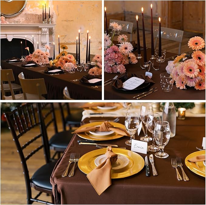 8 Pack Brown Tablecloth 60 x 126 Inch Rectangular Table Cloth for 8 Foot Rectangle Tables, Wrinkle Resistant Washable Rectangle Fabric Table Covers for Wedding Party Banquet Buffet and Camping