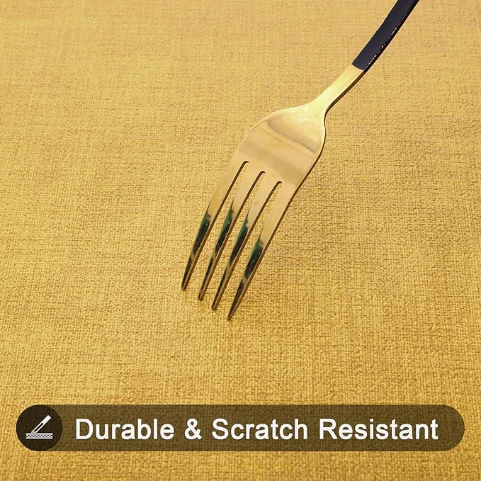 homing Faux Leather Heat Resistant Placemats 6 Packs, Waterproof Wipeable Dining PU Place Mats for Indoor & Outdoor, Easy to Clean, Yellow