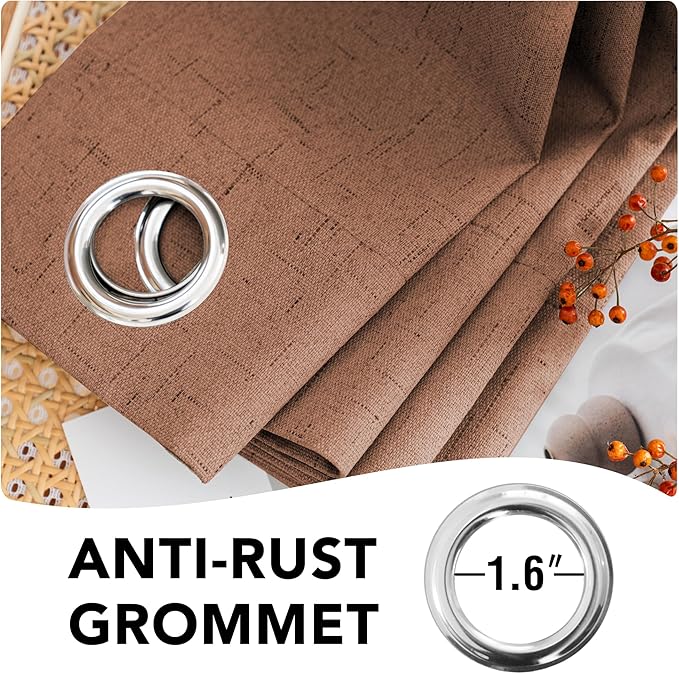 H.VERSAILTEX 100% Blackout Curtains for Bedroom Thermal Insulated Linen Textured Curtains Heat and Full Light Blocking Drapes Living Room Curtains 2 Panel Sets, Washed Spice, 52x72 Inch